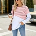 thumbnail image 2 of BangWanChi Long SLeeve Shirts for Women Women's Casual Striped Long-Sleeved Crew-Neck Tops, 2 of 5