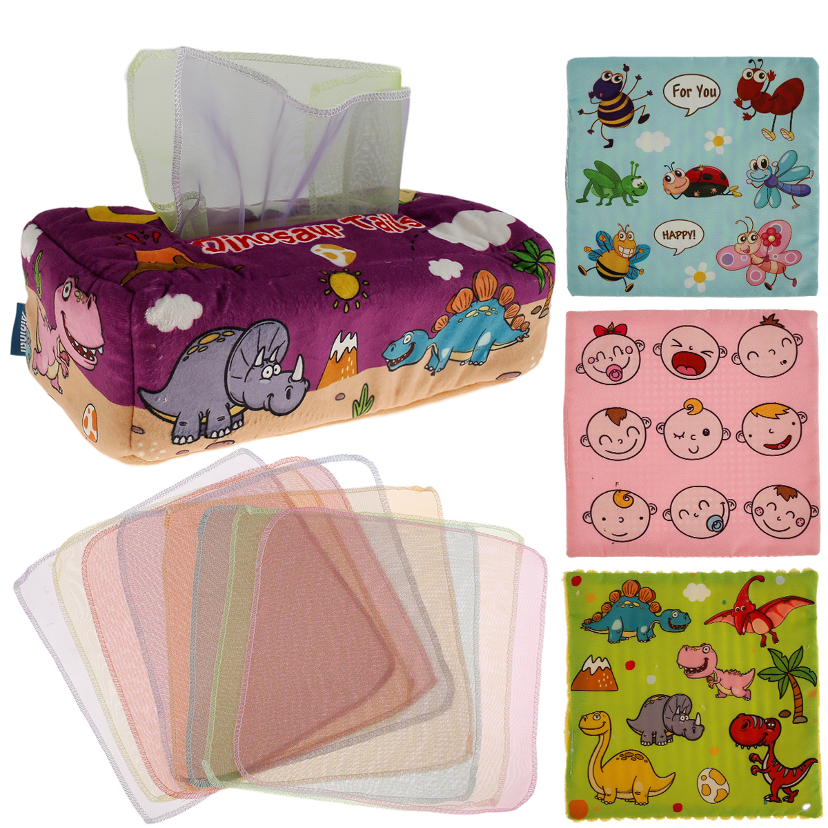 SchSin Baby Tissue Box Toy Sensory Crinkle Tissue Box Magic Tissue Box