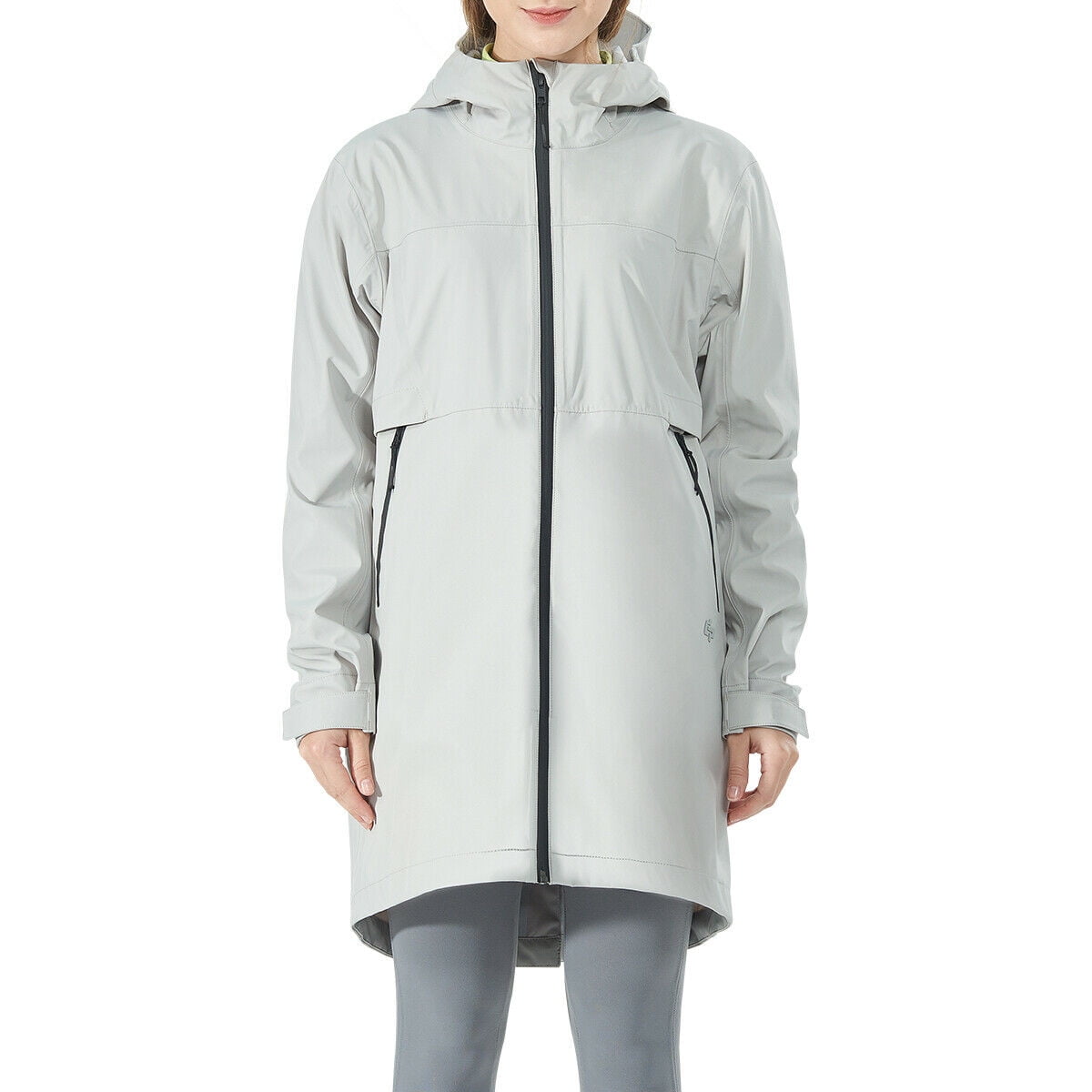 UUANG Womens Waterproof Rain Jacket Hooded Raincoat Lined Outdoor Windbreaker Long Sleeve Zipped Trench Coats S-2XL 