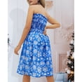 thumbnail image 4 of LA LEELA Women's Beach A line Slit Mini Dress Ruched Tube Top Evening Short Strapless Casual Christmas Tree Dress for Women L-XL R_Blue Snowflakes, 4 of 5