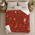 thumbnail image 5 of Festive Western Holiday Motifs Deep Red Base, Festive Holiday Scene, Warm Flannel Blanket for Ranch House and Living Room, Horse Lovers Christmas Gift, Rustic Home Decor, 5 of 9