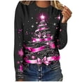 thumbnail image 6 of Craaazy Christmas Shirts for Women Crew Neck Long Sleeve Womens Tops Colorful Xmas Print Blouse Gifts for Women, 6 of 9