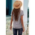thumbnail image 4 of Women Tank Tops V Neck Short Sleeve Lace Blouse Casual Vest Summer Camisole Shirts Grey S, 4 of 6