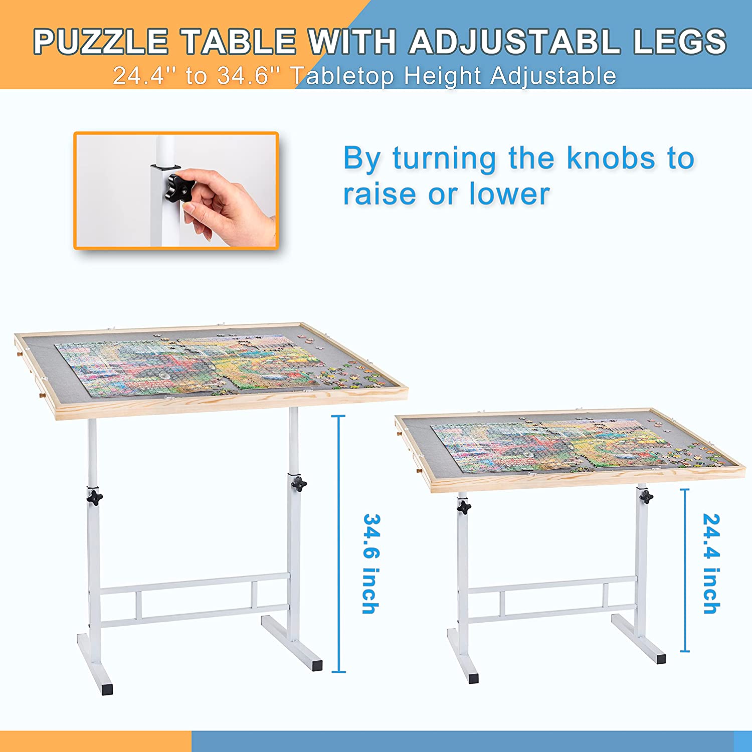 Wooden Jigsaw Puzzle Board Table for 1000 Pieces with Drawers and Cover,  Adjustable Puzzle Easel, Portable Tilting Puzzle Plateau for Adults and  Child for Sale in East Point, GA - OfferUp