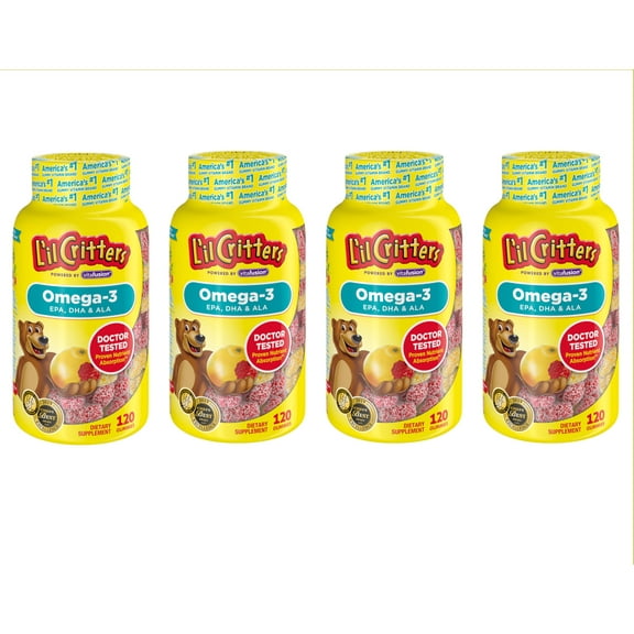 Lil Critters VitaFusion Omega-3 DHA Dietary Supplement Gummies, 480 Count (4x120ct)Ea