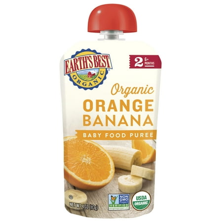 Earth's Best Organic Stage 2, Orange Banana Puree, 4 Ounce (Best Baby Food Pouches Uk)