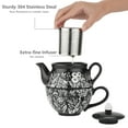 thumbnail image 2 of Taimei Teatime Tea Sets for Aduts, Black and White Ceramic Tea for One with Teapot and Cup Set, Including Infuser for Loose Leaf Tea & A Honey Sticker, 2 of 6