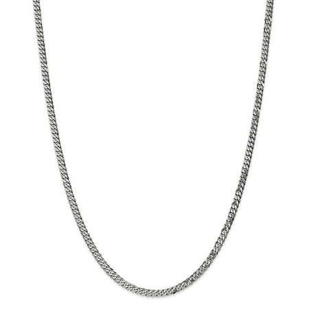 14K White Gold 3.90MM Flat Curb Link Chain Necklace, 18"