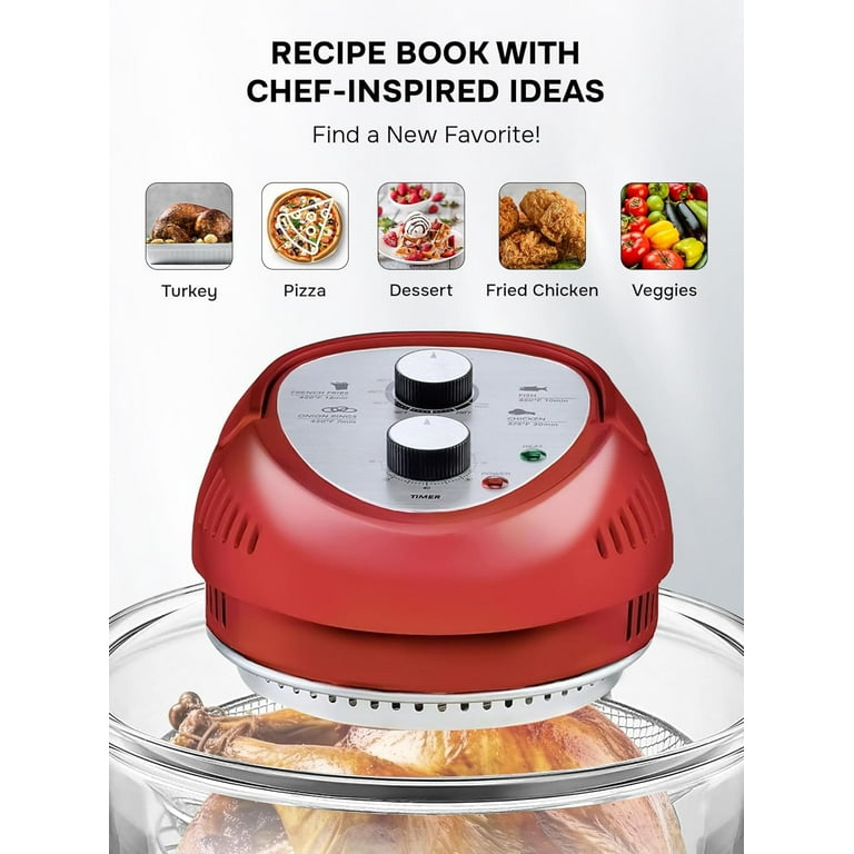 Big Boss 16Qt Large Air Fryer Oven with 50+ Recipe Book AirFryer Oven Makes  Healthier Crispy Foods Red