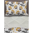 thumbnail image 3 of Lion Comforter & Sham Bedding Set, Unusual with the Rock Star Typography, 3 pcs Duvet Set Microfiber Filling Quilt, 5 Sizes, Dark Yellow White, by Ambesonne, 3 of 4