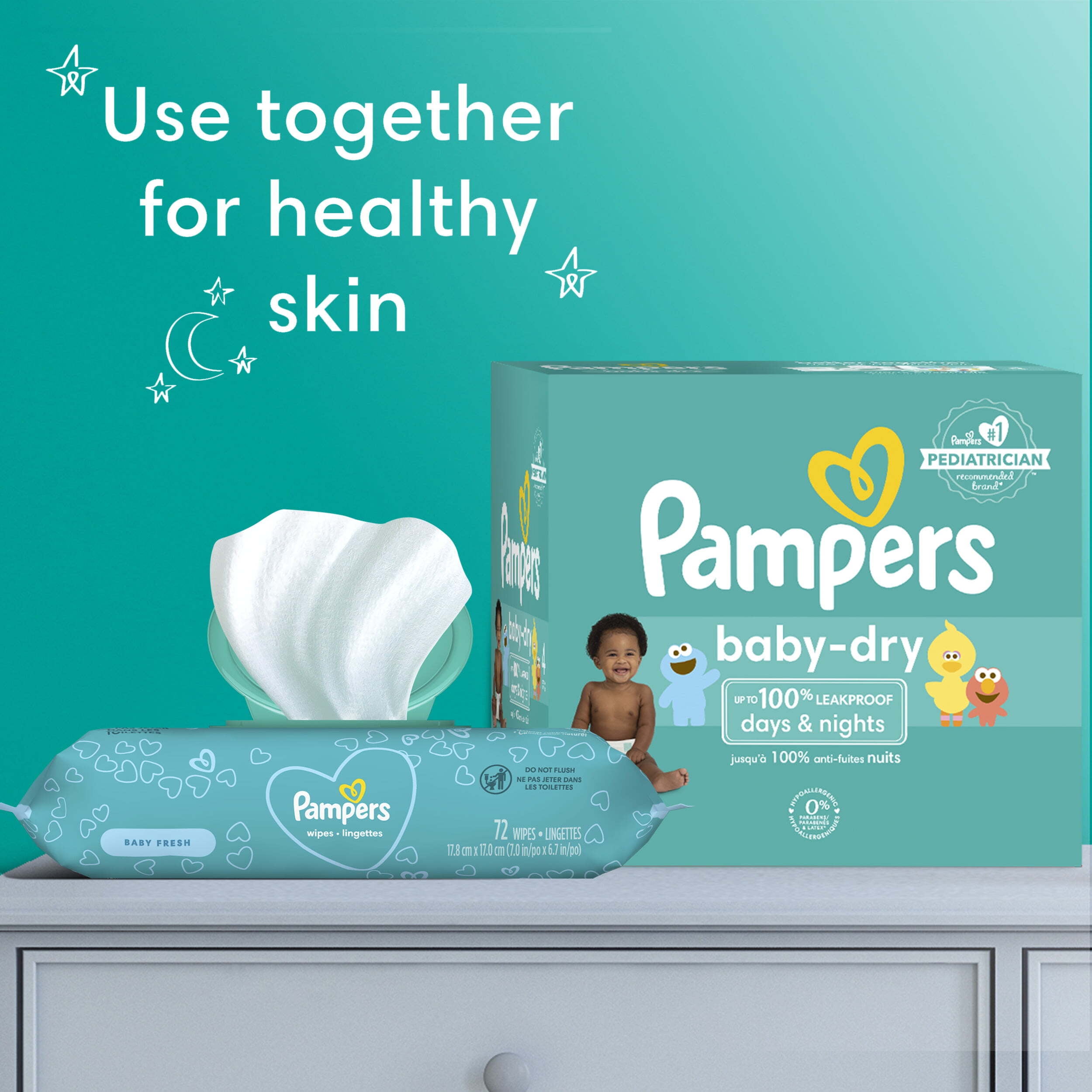 PAMPERS Couches Mega Pack Baby-Dry Pants - Taille 5 - 74 unité