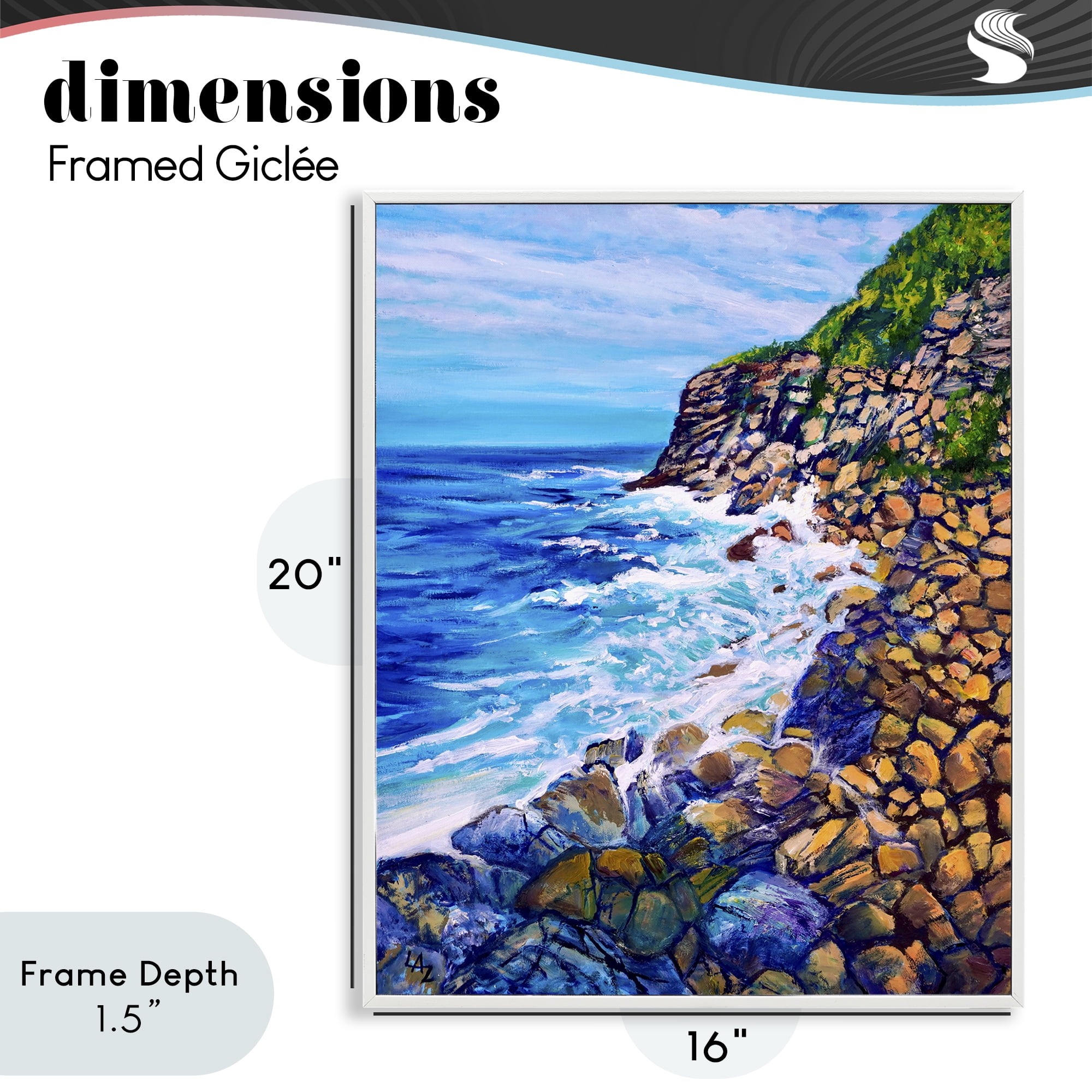 Stupell Industries Cliffside Ocean Spray White Framed Giclee Art, design by Lee Ann Zirbes