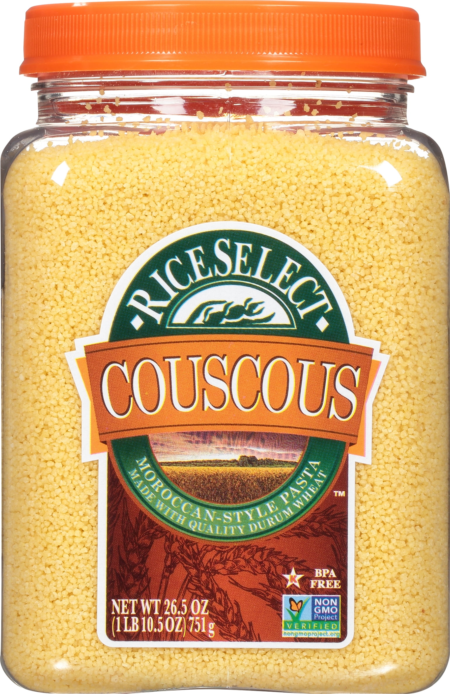 RiceSelect Original Couscous Pasta, Moroccan Couscous, 26.5 Ounce Jar