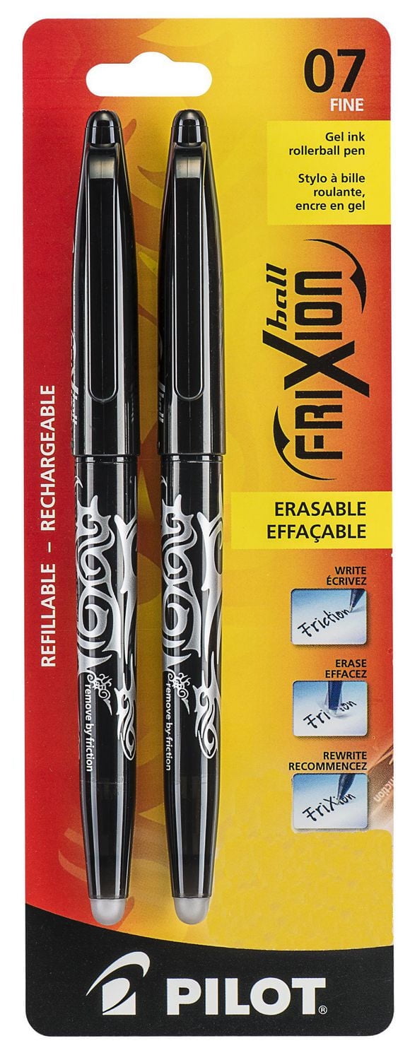 FriXion Ball Erasable Pens - Black, Fine 0.7mm point, 2-pk