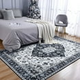 thumbnail image 5 of Lochas Vintage Boho Rug Low Pile Fluffy Area Rugs for Bedroom Living Room Indoor Floor Carpet Home Decor,6'X9',Purple, 5 of 8