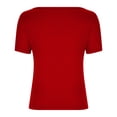 thumbnail image 2 of Yuyuzo Femmes Été Manches Courtes Tops Col Carré Carré Cou Sortir Top Slim T Shirts Basique Tee Shirt, 2 of 4