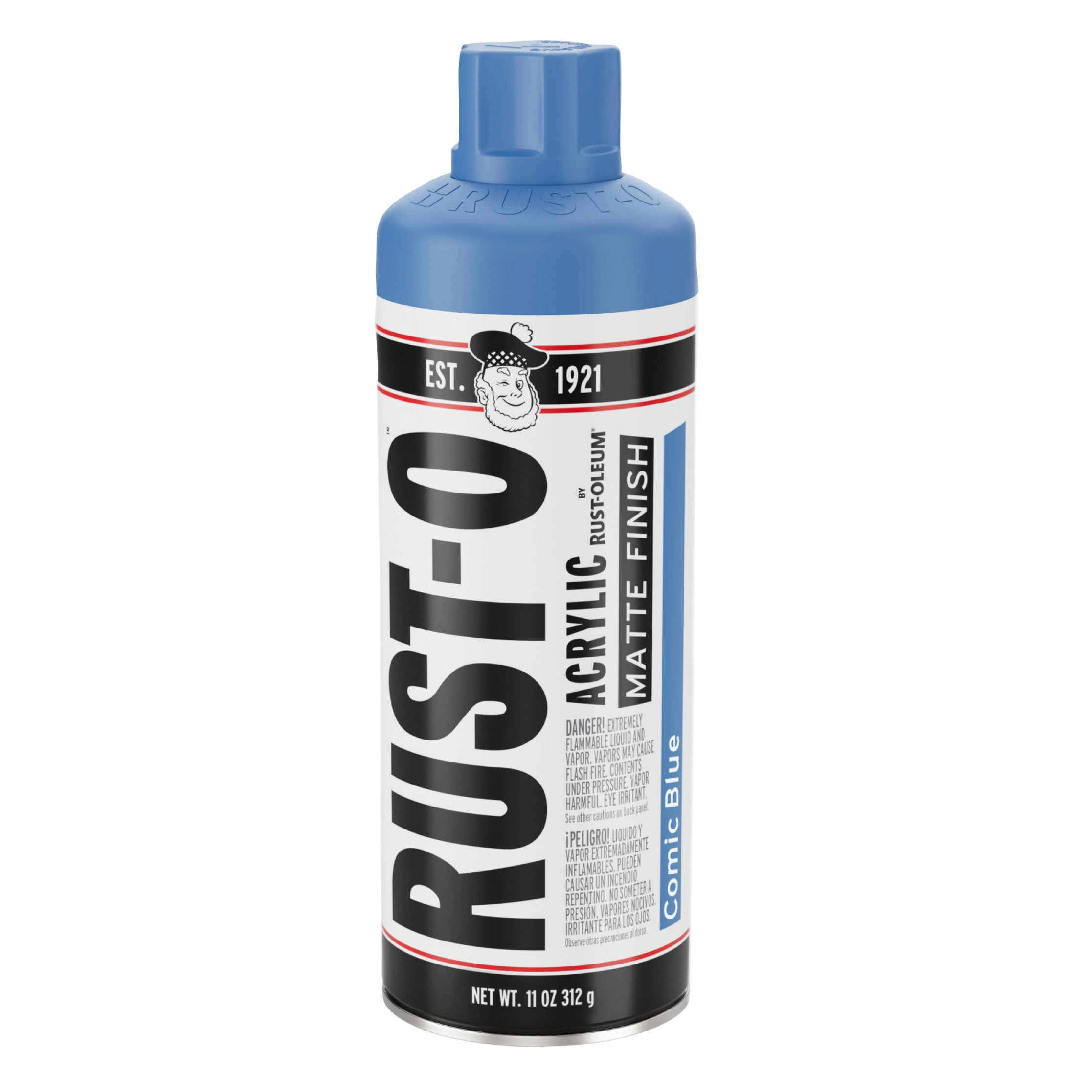 6 Pack, Comic Blue, Rust-Oleum Rust-O Acrylic Matte Spray Paint-392200, 11 oz