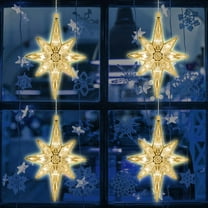 KOYPTL 4 Pcs Christmas Window Star Lights Decorations,Suction Cup Lamp Battery Operated Christmas LED Lights for Holiday Party Home Wall Xmas Tree Decor Christmas Decorations Indoor
