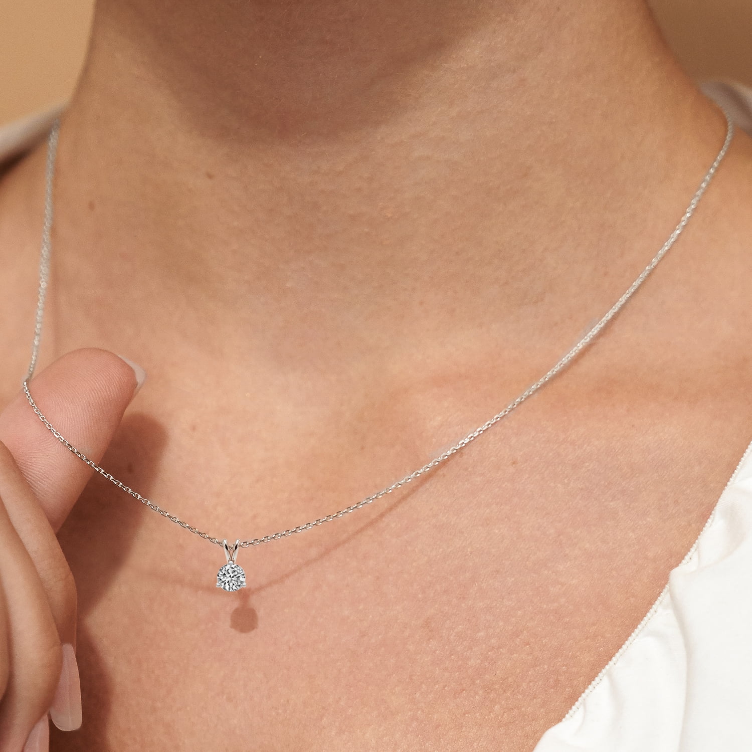 Lab-Created Diamonds by KAY Pear-Shaped & Round-Cut Teardrop Necklace 1/2 ct  tw 10K White Gold 18