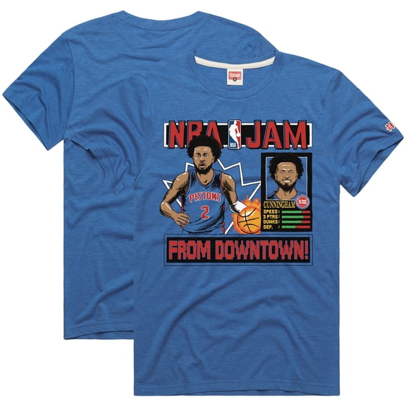 Unisex Homage Cade Cunningham Blue Detroit Pistons NBA Jam Tri-Blend T-Shirt