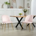 thumbnail image 3 of Newnno Velvet Modern Dining Chairs Set of 4, Upholstered Armless Accent Side Chair with Metal Legs for Kitchen Dining Room, Pink, 3 of 6