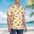 thumbnail image 3 of Balery Pumpkin Maple Leaves Camisas hawaianas de manga corta para hombre, camisas playeras de corte holgado, camisas de vacaciones con botones,Large, 3 of 7