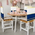 8 Pack Gold Line Chair Back Covers Navy Blue Color Block Rectangular ...