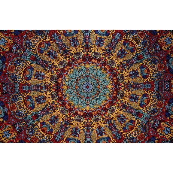 Psychedelic Sunburst 3D Cotton Wall Hanging 90" x 60" Multi Color
