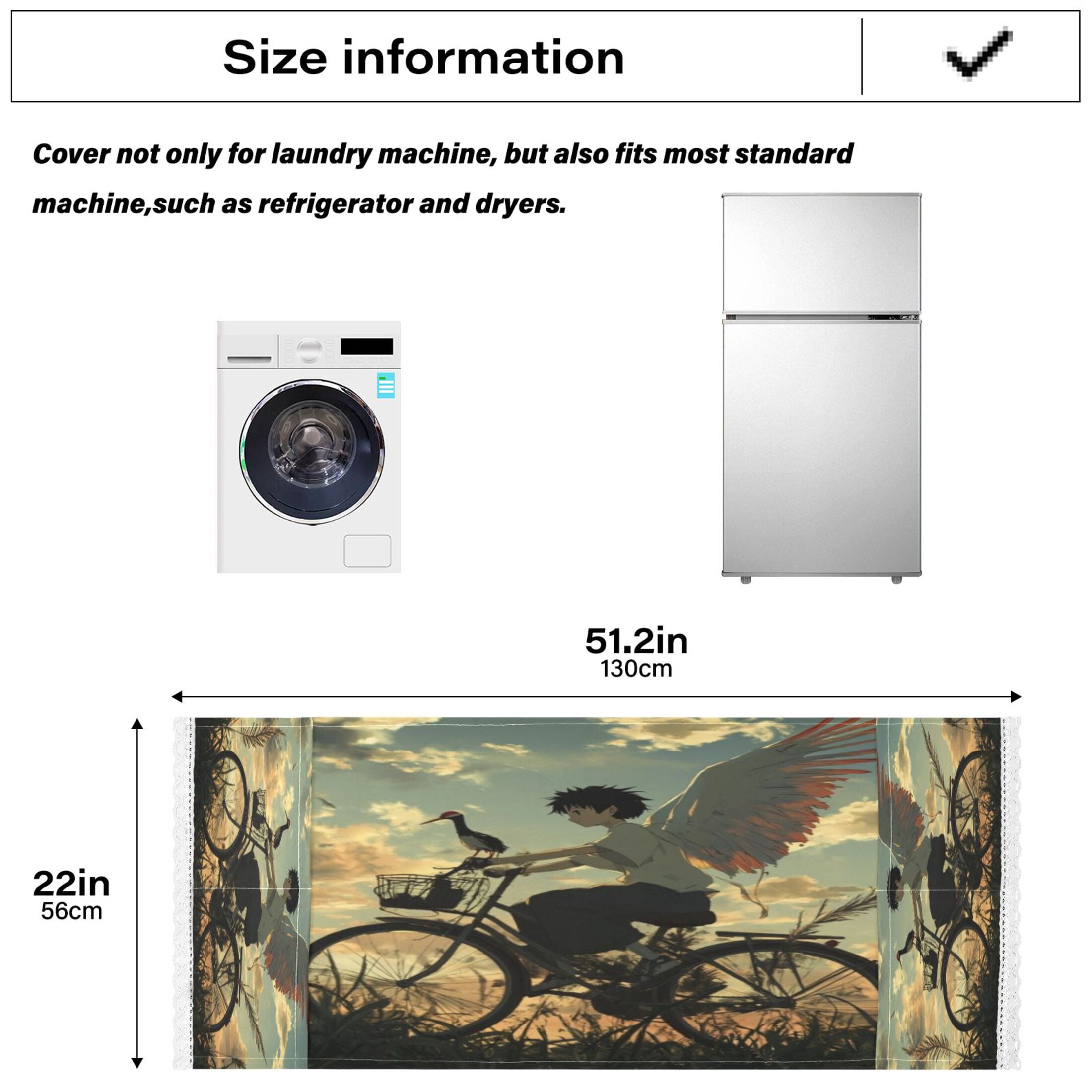 Wild Crane BoyWasher and Dryer Covers Dust-Proof and Oil Resistant Fridge Cover with 4 Storage Pockets Washing Machine Top Cover for Laundry Kitchen Home 51.2 x 22 In