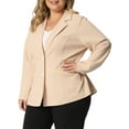 thumbnail image 4 of Agnes Orinda Women's Plus Size Fall Workwear Notched Lapel Button Down Office Blazer 1X Apricot, 4 of 6