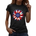 thumbnail image 2 of Patriotic Shirts for Women Crew Neck 4th of July America Flag Vintage Blouse Summer BBQ T-Shirt Memorial Tops Tee, 2 of 7