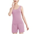 thumbnail image 5 of Fengactive Women's 2 Piece Built-in Bra Pajamas Set Soft Sleeveless Tank Top and Shorts Sleepwear Lounge Sets Nightwear, 5 of 6