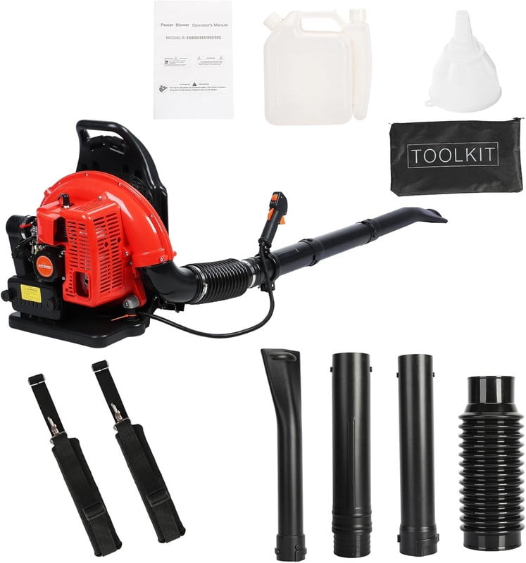 Backpack Leaf Blower 63CC 2 Stroke Backpack Gas Powered Leaf Blower with Fuel Tank, Grass Lawn Blower Air Cooling Gasoline Blower for Sand, Gravel, Snow, Yard, Leafs