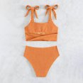 thumbnail image 4 of $15 & Under UTSJKR Women's High Waisted Bikini Sets Adjustable Strap Square Neck Swimsuits Modest Cheeky 2 Piece Bathing Suits Orange M, 4 of 4
