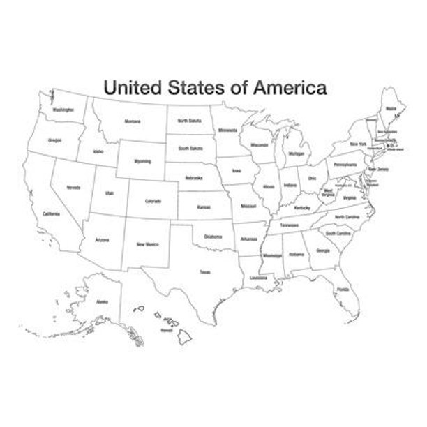 United States Of America Map Usa Coloring Art Poster Print, Unframed Poster Wall Art - Walmart.com