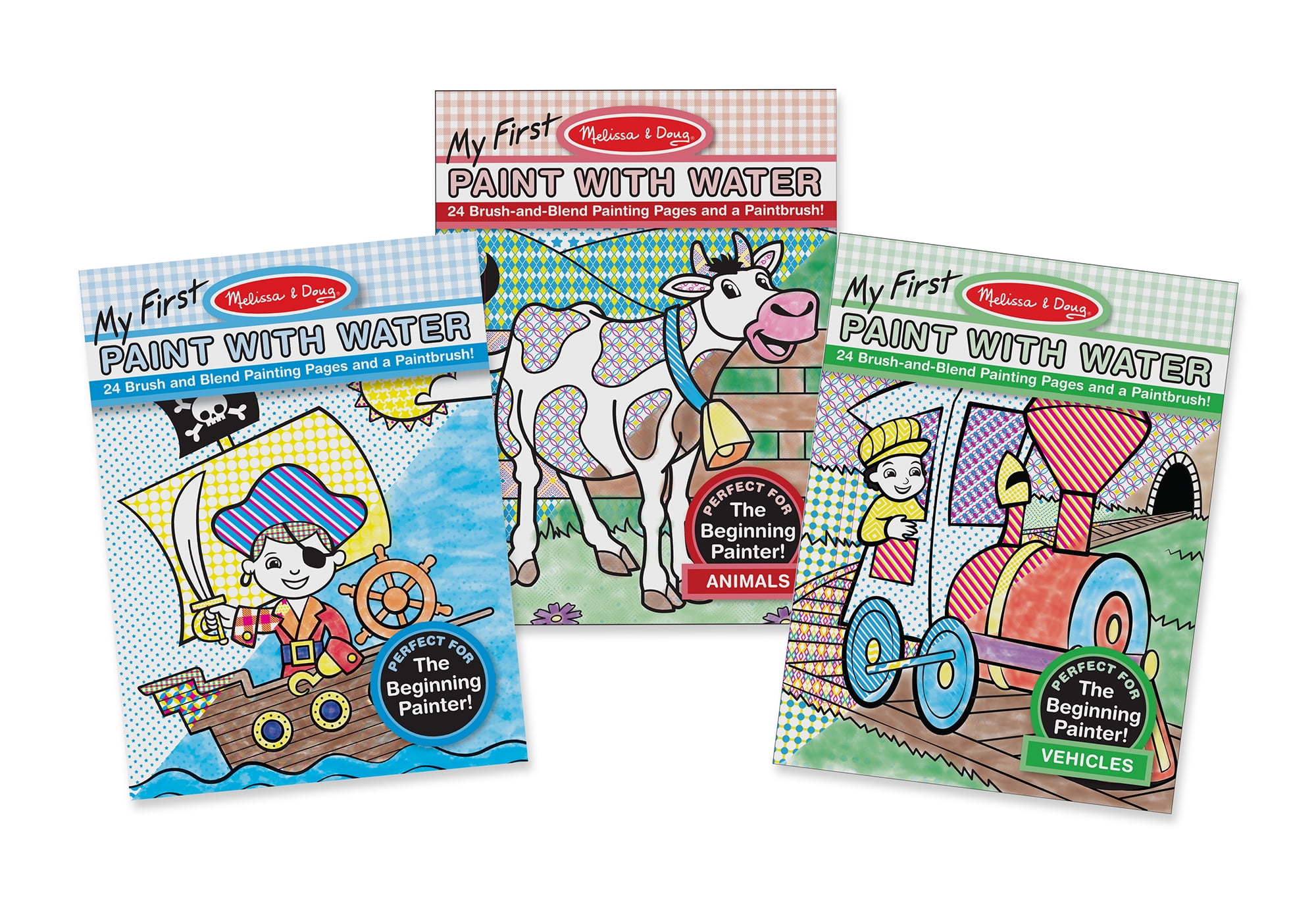 Melissa &#38; Doug My First Paint With Water Activity Books Set - Animals, Vehicles, and Pirates