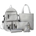thumbnail image 4 of ibiyuan School Backpack Canvas Tote Bag Comfortable School Bag with Pockets Clear Print Back To School Supplies Outdoor, Hiking, Camping, Sports,One Size,Grey, 4 of 4