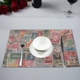 thumbnail image 4 of ECZJNT Vintage Postage Stamps Placemat Plate Holder Set of 6, Grunge Stamp Table Mats Protector 12x18 inch, 4 of 5