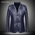 thumbnail image 5 of Traje de otoño e invierno de longitud media para hombre, cuello de traje de hombre gordo de talla grande, cuero PU, 5 of 5