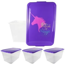 SimplyKleen 14.5-gal. Reusable Stacking Plastic Storage Containers with Unicorn Print Lids (Pack of 4)