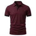 thumbnail image 5 of Homeyce Short Sleeve Polo Shirts for Men Contrast Collared Button Polo Shirts Fashionable Business Athletic Casual Polo Sweater Solid Color Short Sleeve Golf Shirt,Red M, 5 of 5