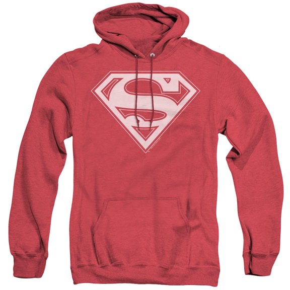 Superman Red & Gold Shield Adult Heather Hoodie Sweatshirt Red