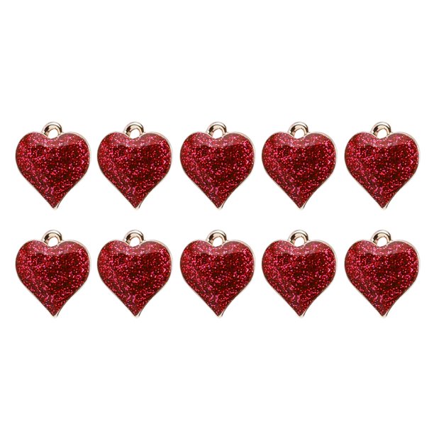 10 Piezas de Aleación de de , Joyería de Bricolaje, Colgante, Collar, , Pendientes, Sumi - Rojo Sunnimix Colgante de encantos de corazón