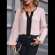 thumbnail image 4 of Blusas Elegantes e Informales para Mujer, con Cuello en V y Bloques de Color, para el Trabajo, de Larga, Ropa de Moda para Otoño Rosa M, 4 of 9