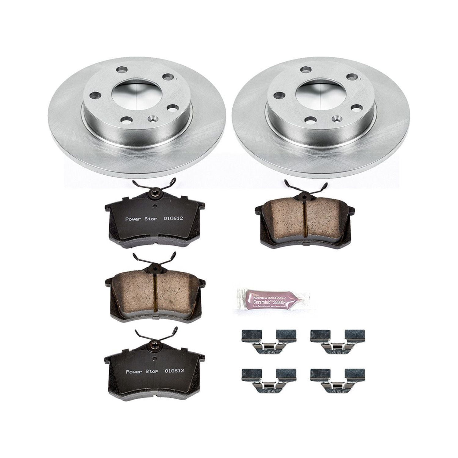 Power Stop Rear Stock Replacement Brake Pad and Rotor Kit KOE3129 Fits 2006 Audi A4