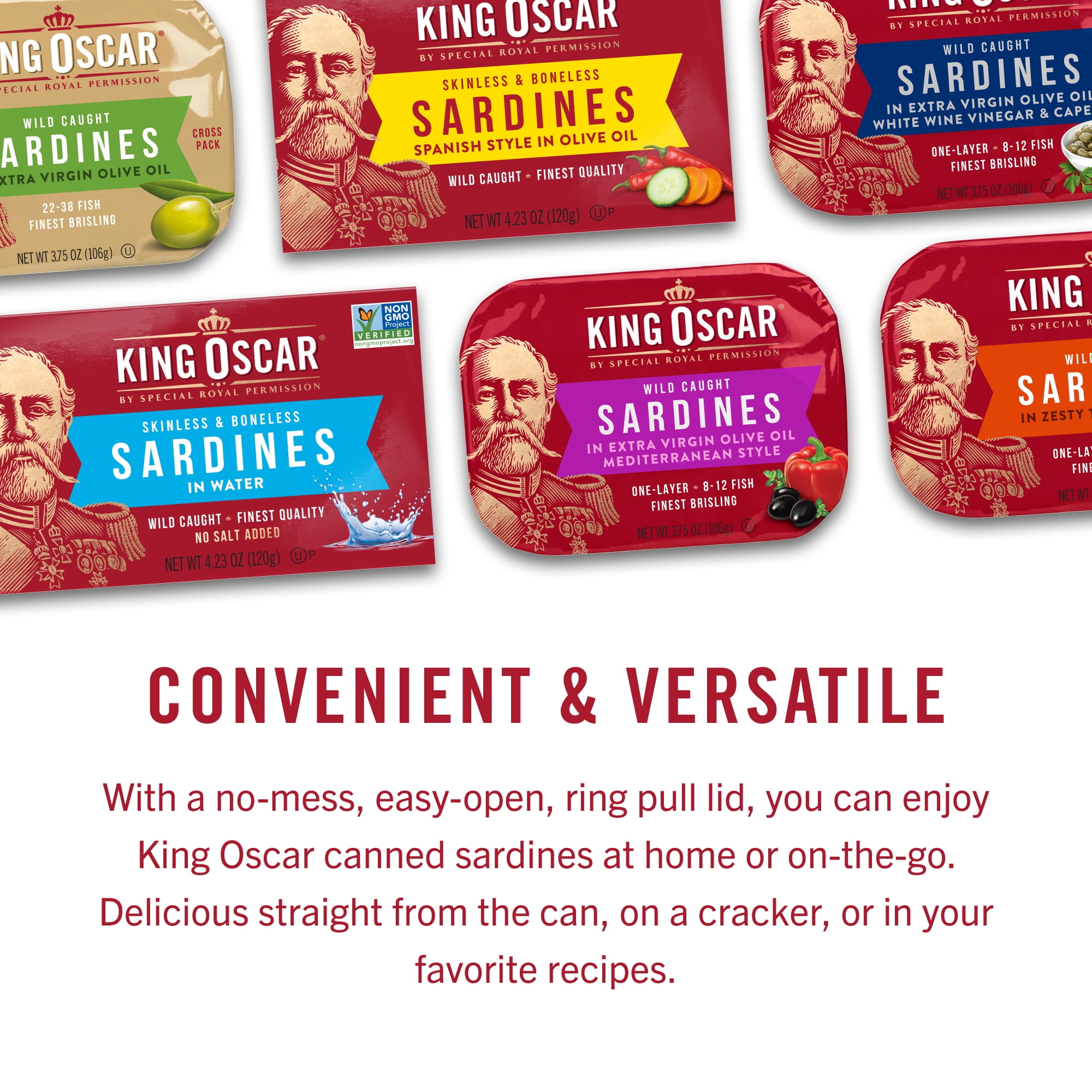 King Oscar Wild Caught Brisling Sardines in Water, Low Sodium 3.75 oz