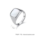 thumbnail image 7 of 15mm Square White Shell Band Stainless Steel Men Women Ring Gold /Silver Sz 6-12, 7 of 7