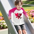 thumbnail image 4 of Girls Long Sleeve Heart Print Shirt - Soft Stretchy Raglan Top Pink & White for Kids 4-14 Years, Valentine's Day Casual Wear,Size 4 T, 4 of 9