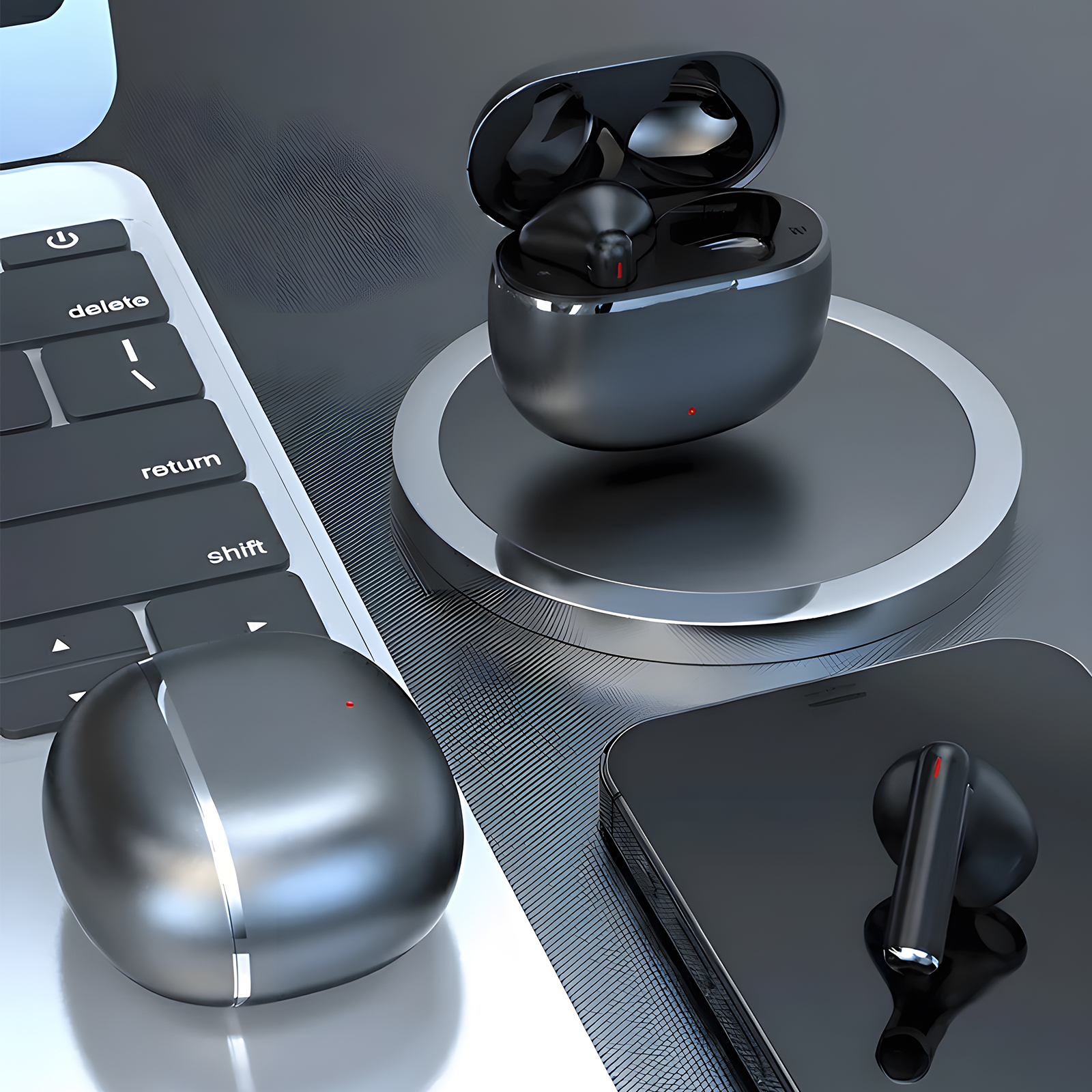Wireless Earbuds, Bluetooth 5.4 Headphones 48H Playback Ear Buds, Lightweight, IPX7, in-Ear with Mic for iPhone/Android/iPad, with Deep Bass Stereo Headset for Gym/Running/Work,Black