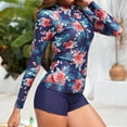 thumbnail image 6 of Lopeceal Womens 2 Piece Rash Guard Swimsuit UPF 50+ Zip Swim Shirt and Shorts Long Sleeve Bathing Suits with Build in Bra, 6 of 7